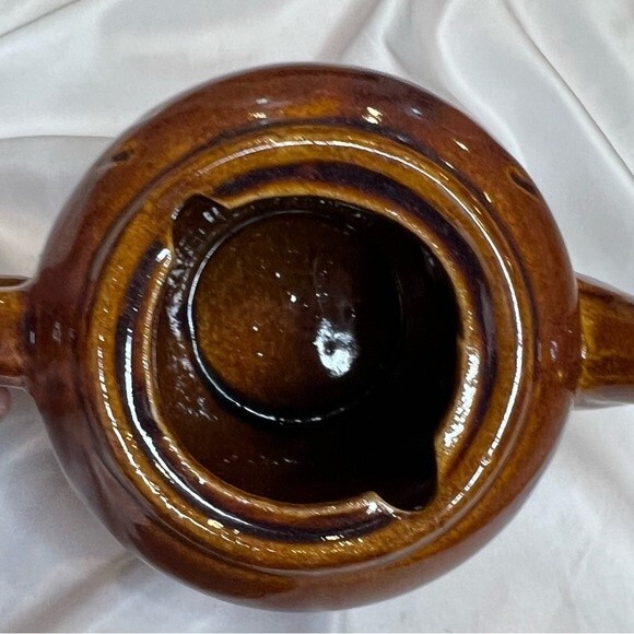 Vintage Boho Owl Teapot Brown Glazed Ceramic 70s Owl 1 Cup w/ Lid 5 3/4" Tall - Picture 7 of 11